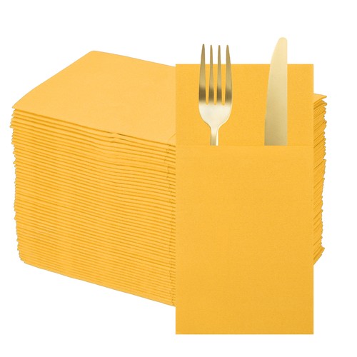Pieces yellow linen cutlery - yellow,