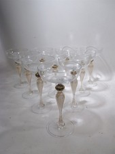 Antico set 10 calici champagne cocktail vetro artistico veneziano italiano Murano oro