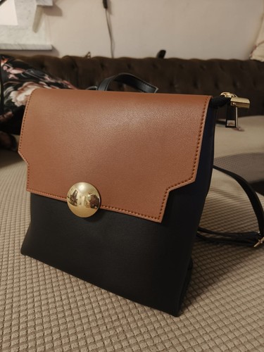 Black brown faux leather - black,