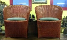 Coppia di sedie in vimini con cuscino - Antikidea