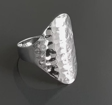 Anello martellato in argento sterling 925, argento sterling, anello strutturato corazza ovale