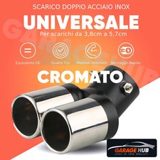 ✨Terminali Doppio Scarico INOX Auto 62mm Curva per Scarichi da 3,8cm a 5,7cm