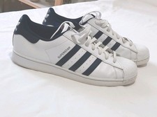 Adidas Superstar da uomo – Bianche e blu navy – Taglia 46 (UK 11½ / US 12)