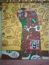 QUADRO Gustav Klimt - l'abbraccio DIPINTO a mano OLIO SU TELA D'AUTORE 50X60 CM
