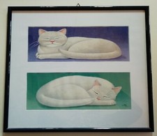 Quadro Stampa Gatti con cornice, cm42,5x49, stanza ragazzi, bimbi, amanti gatti 