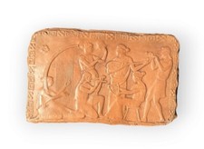 BASSORILIEVO SUONATRICI TERRACOTTA POLICROMA DA APPENDERE MURARE 15x23cm circa