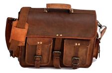 Borsa uomo in pelle per laptop fatta a mano vintage marrone 15'' nuova valige...