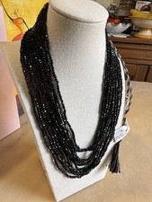 Collana Indiana A 12 Fili In Spinello Nero Naturale