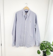 Polo Ralph Lauren XL blu check manica lunga abbottonata vestibilità classica uomo XL