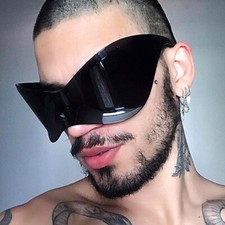 Occhiali da sole oversize XXL steampunk retrò uomo donna hip hop tonalità UV400