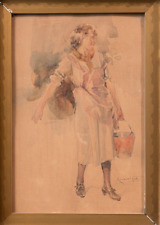 Riccardo GALLI (Milano, 1869 – Barzio, 1944) Quadro Dipinto Acquerello e Cornice