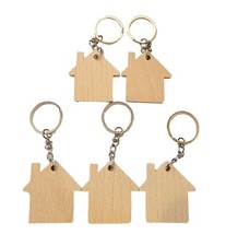 5x Home Wooden Key Ring -
