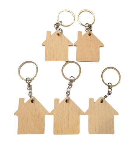Home wooden key ring - key,