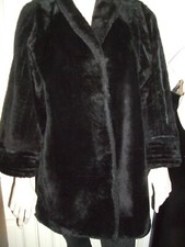 GIACCA PELLICCIA FUR AGNELLO LAMB SKIN MONTONE ROVESCIATO NERO DIFETTI 50/52