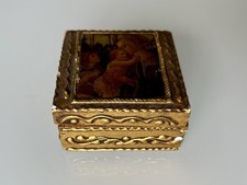 Portagioie in Legno Dorato con Riproduzione Pittorica Classica