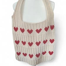 borsa tote cuore maglia panna
