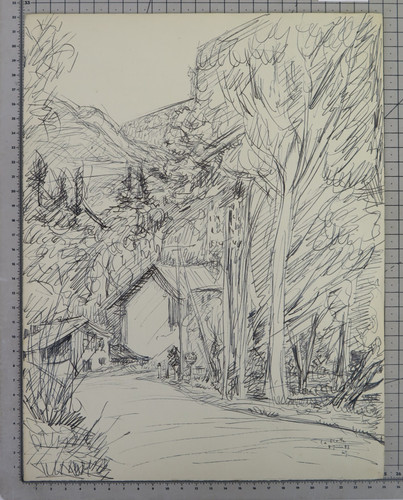 Disegno antico paesaggio - paesaggio, di