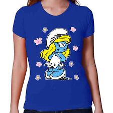 T-SHIRT PUFFETTA PUFFI SMURF FIORI TSHIRT TAGLIE fino a 5XL UNISEX DONNA BAMBINA
