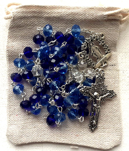 Blue crystal rosary genuine - crystal,