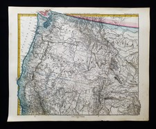 1874 STIELER rara mappa degli Stati Uniti in 6 fogli: 1° MAPPA: Oregon, Idaho, Nevada Utah