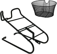 Kit Portacesto Anteriore + Cestino Ovale Nero Per Bici Bicicletta 24/26/28