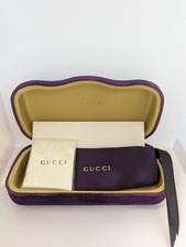 Gucci custodia rigida velluto viola con interno giallo + panno e sacchetto