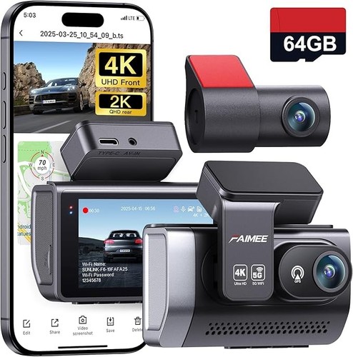 Dash cam doppia anteriore - 4k,
