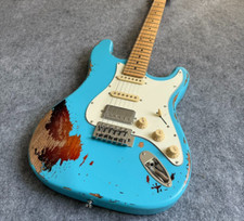 Nuova versione della vecchia chitarra elettrica ST blu. Spedizione aerea gratuita alla moda