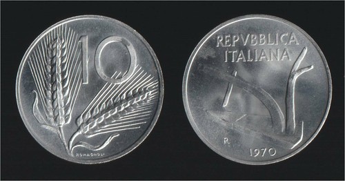 Lire 1970 spighe aratro - e,