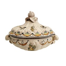 ? Ceramica Popolare Puglia grande Zuppiera in maiolica di Grottaglie