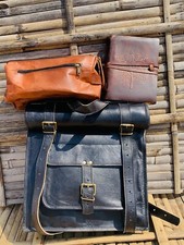 Zaino in pelle vintage 22" nero fatto a mano borsa a tracolla borsa da toelet...