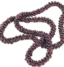 LUNGA COLLANA TIPO CHANEL  DI PERLINE DI GRANATO TUBOLARE A TORCON  CM 65