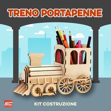Treno Portapenne - Kit costruzione in legno modello 3D puzzle locomotiva