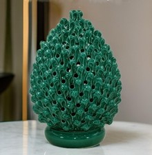 Abatjour Lampade da Tavolo Ceramica Siciliana Pigna Traforata Verde Lume Comò