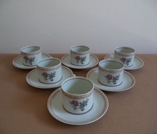 Porcellana Vista Alegre Portugal servizio 6 tazze da te e piattini decoro fiore