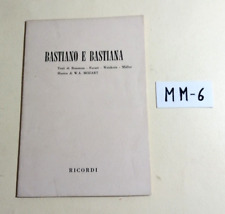 LIBRO TEATRO BASTIANO E BASTIANA (OPERETTA IN 1 ATTO)-MUSICA MOZART-RICORDI 1976