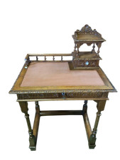 Antico tavolo piccola scrivania in noce 1870 circa Piemonte