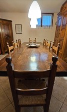 Tavolo a balaustra in massello noce misure 100x298 con 8 Sedie Impagliate 