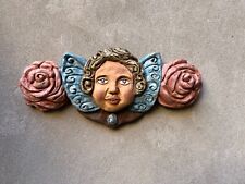 Maschera da muro in terracotta - Angelo - Scultura unica fatta a mano