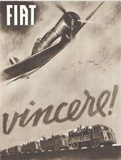 PUBBLICITA'1942 FIAT MEZZI PER LA GUERRA VINCERE AUTARCHIA CAMION MILITARI AEREO