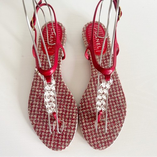 Sandali chanel rossi - pvc, tweed