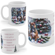 11oz Ceramic Staffordshire Bull Terrier Christmas Mug