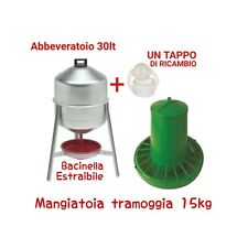 MANGIATOIA PER GALLINE E POLLI A TRAMOGGIA ANTISPRECO 15KG + ABBEVERATOIO 30LT