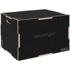 SPORTNOW Box Jump Pliometrico a 3 Altezze in Legno Antiscivolo 61-51-41cm Nero