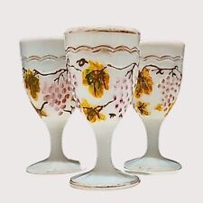 Mini calice da vino vintage Westmoreland vetro latte set di 3 viti floreali dipinte