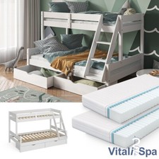Letto a soppalco per bambini Everest bianco con cassetti e materassi VitaliSpa