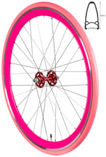 Ruota anteriore Redondo 28 pollici singlespeed fixie cerchio rosa rosa + pneumatici