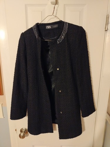 Zara black tweed jacket - black,