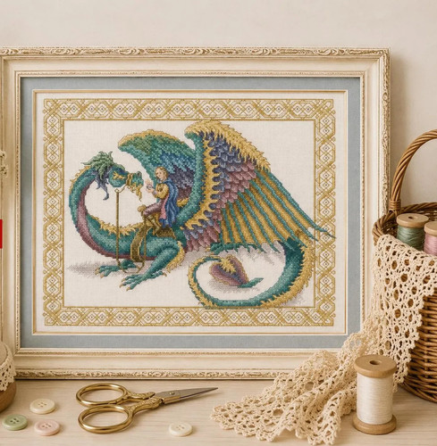 Dragon ride cross stitch - cross,