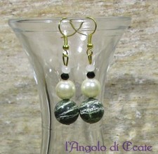 Bigiotteria artigianale / idea regalo ORECCHINI pendenti SWAROVSKI e GIADA VERDE